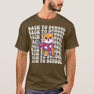 Camiseta Boba Tea De Volta À Escola Shiba Inu Feliz Primeir
