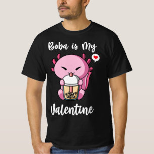Camiseta Boba Tea é Meu Axolote de São Valentão Anti São Va