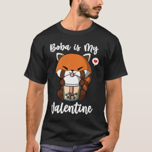 Camiseta Boba Tea é minha Namorados Red Panda Anti-Dias de