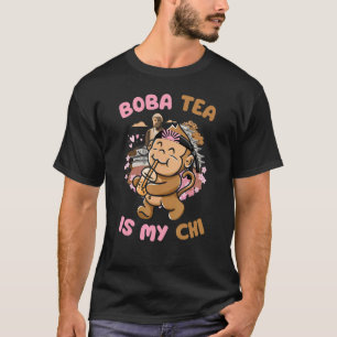 Camiseta Boba Tea Fan Boba Tea É Minha Chi Com Macaco Bonit