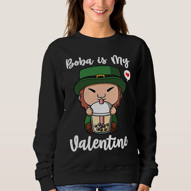 Camiseta Boba Tea is My Valentine Leprechaun Anti Valentine (Frente)