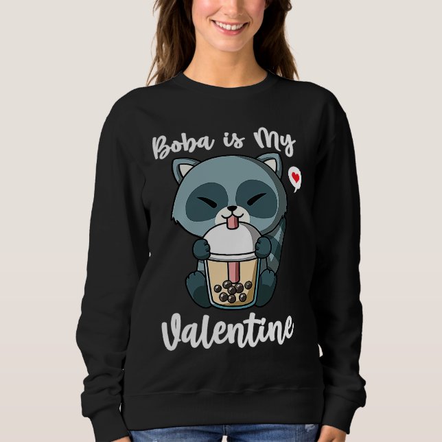 Camiseta Boba Tea is My Valentine Raccoon Anti Valentines D (Frente)