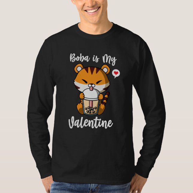 Camiseta Boba Tea is My Valentine Tiger Anti Valentines Day (Frente)