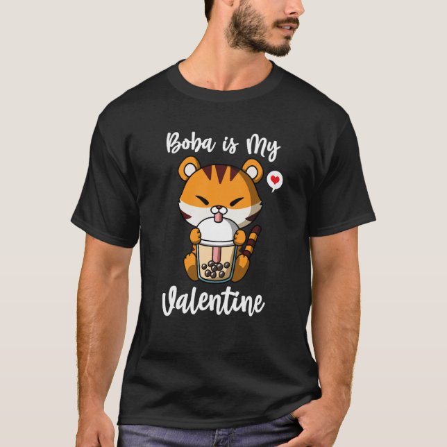 Camiseta Boba Tea is My Valentine Tiger Anti Valentines Day (Frente)