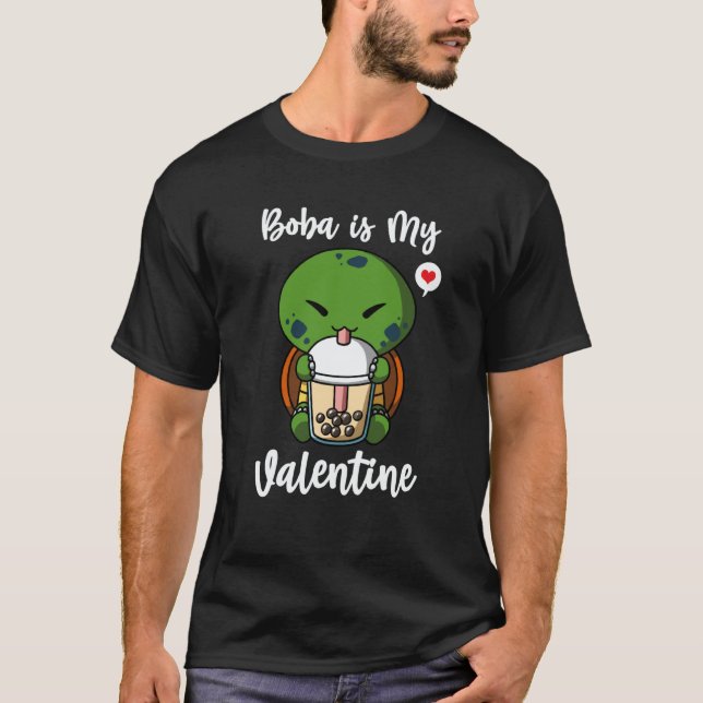 Camiseta Boba Tea is My Valentine Turtle Anti Valentines Da (Frente)