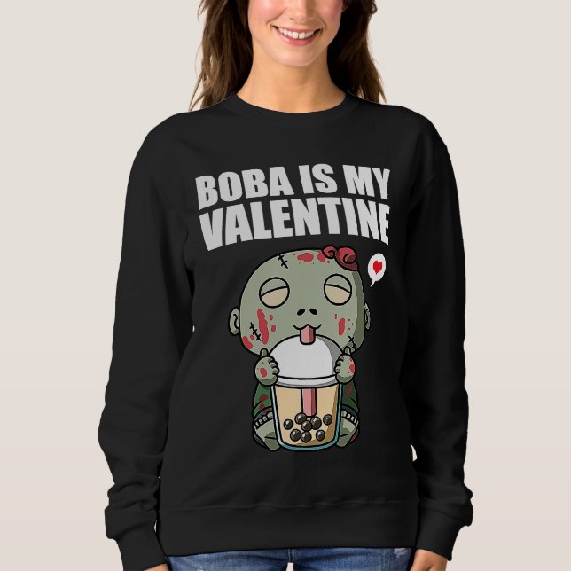 Camiseta Boba Tea is My Valentine Zombie Anti Valentines Da (Frente)