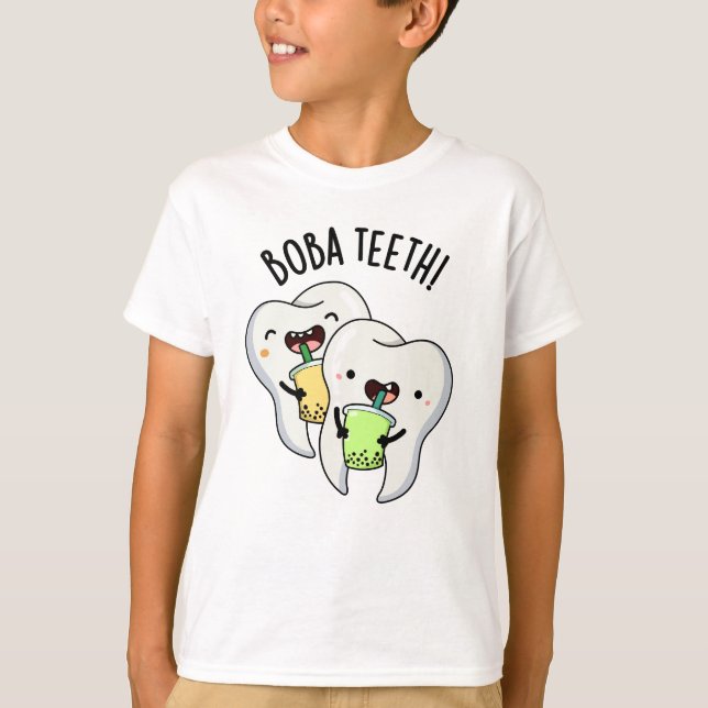 Camiseta Boba Teeth Engraçada Boba Tea Pun (Frente)