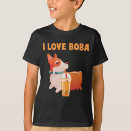 Camiseta Boba Welsh Corgi Pembroke Bubble Tea Kawaii