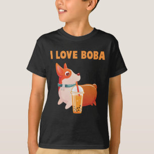 Camiseta Boba Welsh Corgi Pembroke Bubble Tea Kawaii