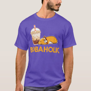 Camiseta Bobaholic Corgi Funny Cute Dog Bebendo Boba Tea