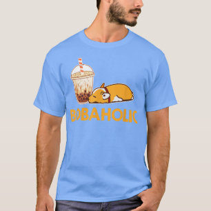 Camiseta Bobaholic Corgi Funny Cute Dog Bebendo Boba Tea