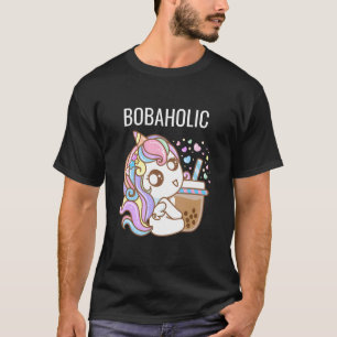 Camiseta Bobaholic Funny Unicorn Bubble Tea Shirts Women Bo