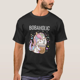 Camiseta Bobaholic Funny Unicorn Bubble Tea Shirts Women Bo