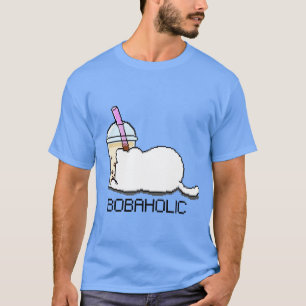 Camiseta Bobaholic Pixel Cat ama Boba Tea