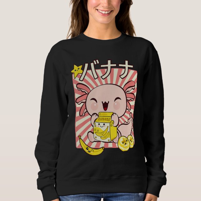 Camiseta Bobalotl Axolotl Banana Milk Carton Drinking Boba  (Frente)