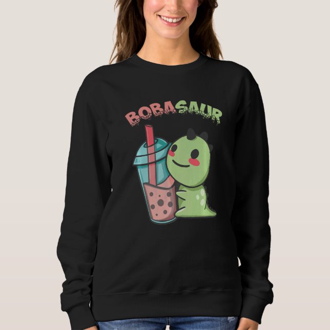 Camiseta Bobasaur Bubble Tea Pun Boba Tea Bebendo Ventilado (Frente)