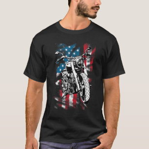 Camiseta Bobber Motorcycle Julho 4 Veterus American Flag R