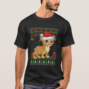 Camiseta Bobcat Christmas Lights Papais noeis Ugly Sweater 