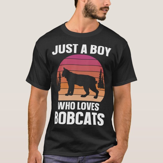 Camiseta Bobcat É Apenas Um Menino Que Ama Bobcats Retro Vi (Frente)