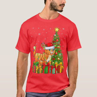 Camiseta Bobcat Lighting Xmas Tree Santa Hat Bobcat Christm