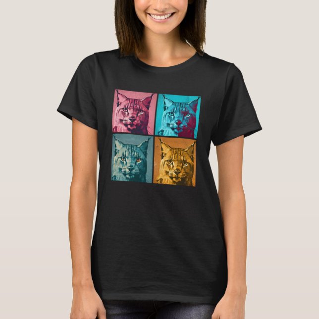Camiseta Bobcat Pop Ilustração de Animais Coloridos Homens (Frente)