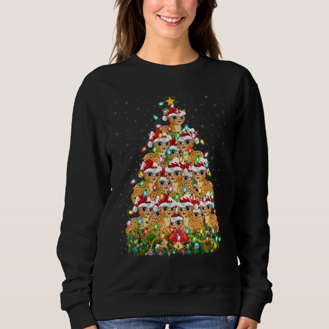 Camiseta Bobcat   Xmas Lights Santa Bobcat Christmas Tree (Frente)