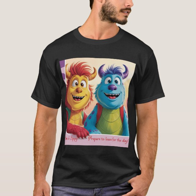 Camiseta "Bobo e Zippy: Amigos brilhantes em um mundo monst (Frente)