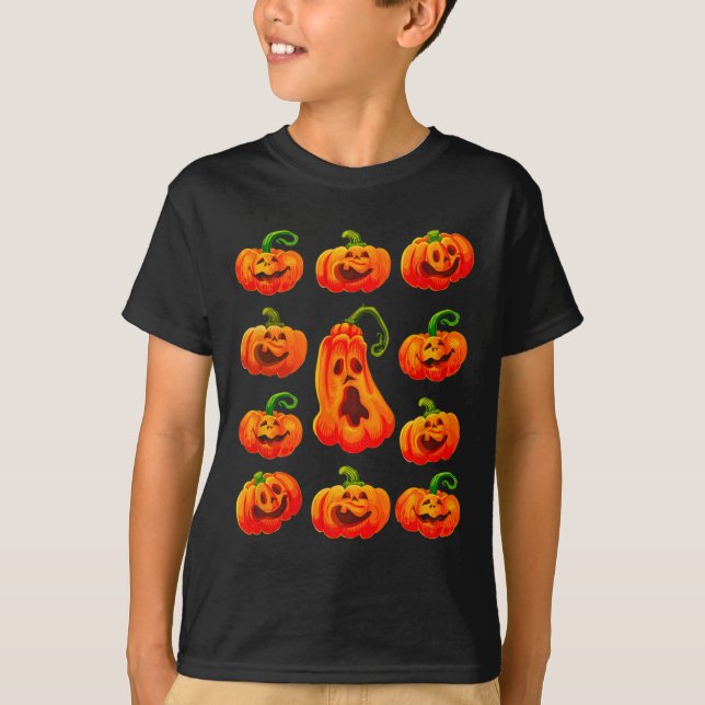 Camiseta Bobo Pumpkin Rostos Spooky Jack-o- (Frente)