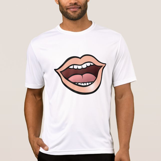 Camiseta Boca Aberta Lábios Dentes Língua (Frente)