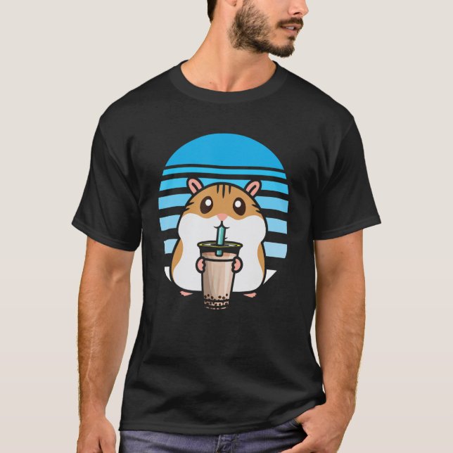 Camiseta Boca-branca Hamster de Chá Boba Tea Fanatic Hamste (Frente)