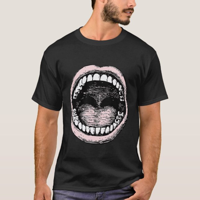 Camiseta Boca Grande Aberta Diz Aaah Dentista Presente Perf (Frente)