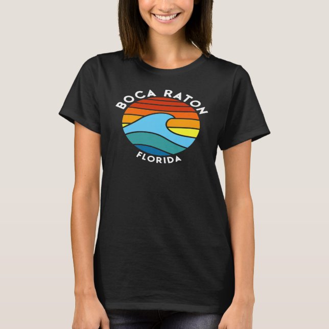 Camiseta Boca Raton Florida Retro Wave Premium (Frente)