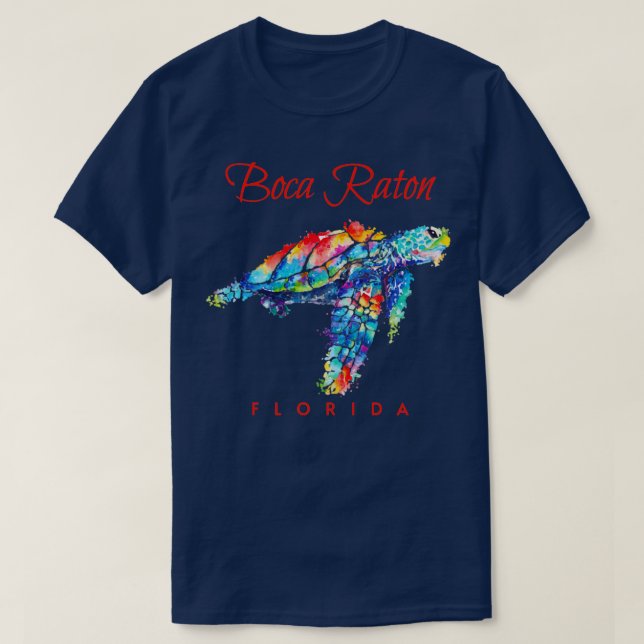 Camiseta Boca Raton Florida Watercolor Sea Turtle (Frente do Design)