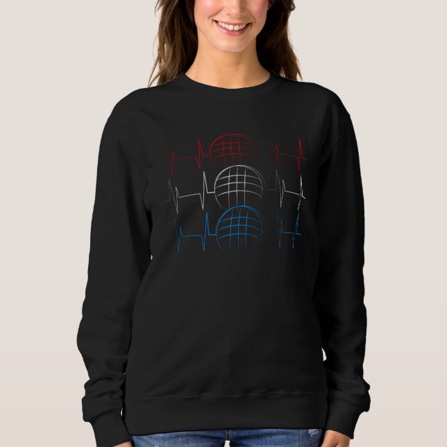 Camiseta Bocce Ball Heartbeat Red White and Blue Colors (Frente)