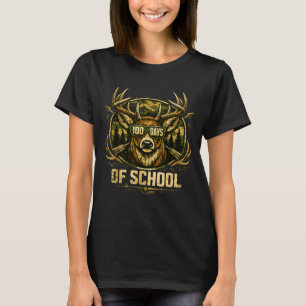 Camiseta Bode Engraçado de 100 Dias de Escola Camuflado Vea