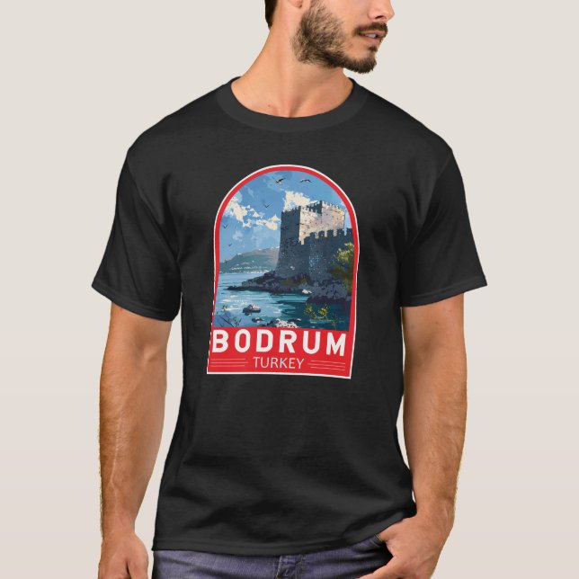 Camiseta Bodrum Castle Turkey Viagem Art Vintage (Frente)
