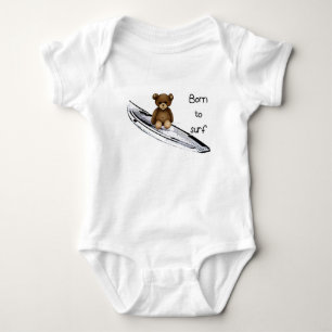 Camiseta Body bebé branco “Born to surf” com nounours