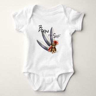 Camiseta Body bebé branco “Born to surf”, nounours e flores