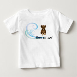 Camiseta Body branco bebé “Born to surf”, vagas e nounours