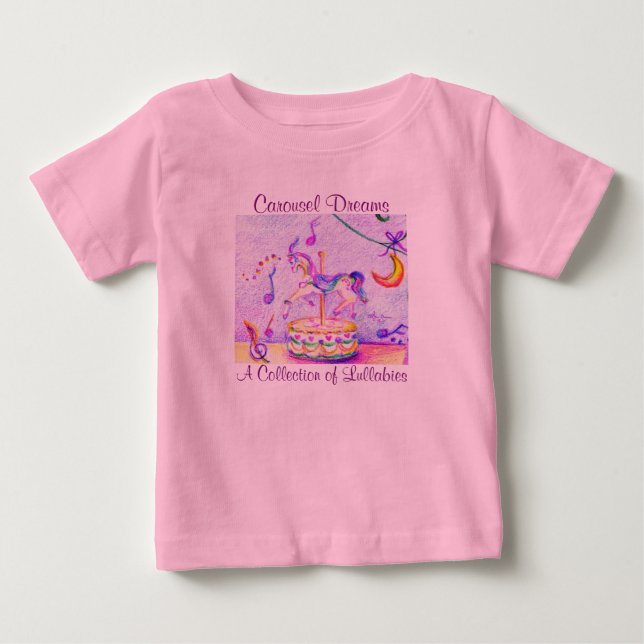 Camiseta Body de Bebê com Tutu Rosa Carousel Dreams (Frente)