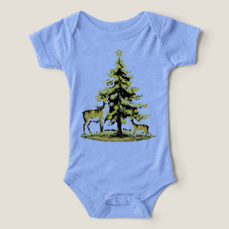 Camiseta Body de Bebê Floresta de Natal