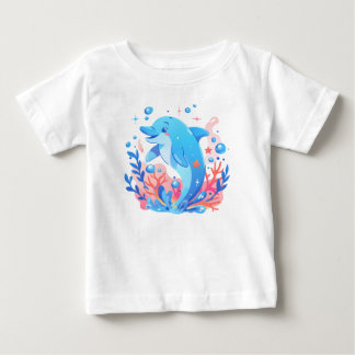 Camiseta Body de Bebê Golfinho Azul Adorável
