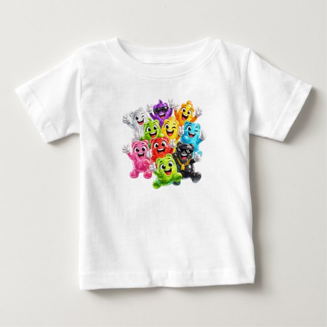 Camiseta Body de Bebê Monstro Feliz Colorido (Frente)
