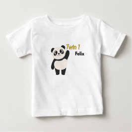 Camiseta Body de Bebê Panda Personalizado Gêmeo 1