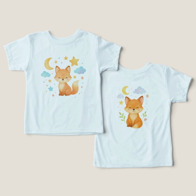 Camiseta Body de Bebê Raposa Sonhadora Para Bebê (Design Frente e Verso)