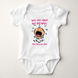 Camiseta Body Romper para Bebê Molhado de Fome ao Nascer