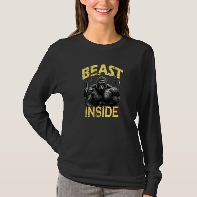 Camiseta Bodybuilding Gorilla Gym Fitness Beast Inside (Frente)