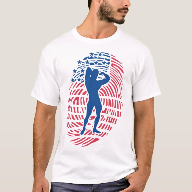 Camiseta bodybuilding musculation empreinte digital america (Frente)
