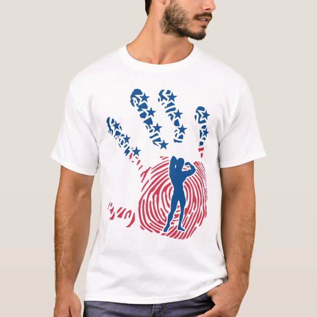 Camiseta bodybuilding_musculation_main_ americaine_drapeau_ (Frente)