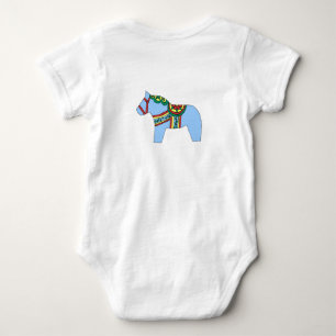 Camiseta Bodysuit azul do bebê do cavalo de Dala